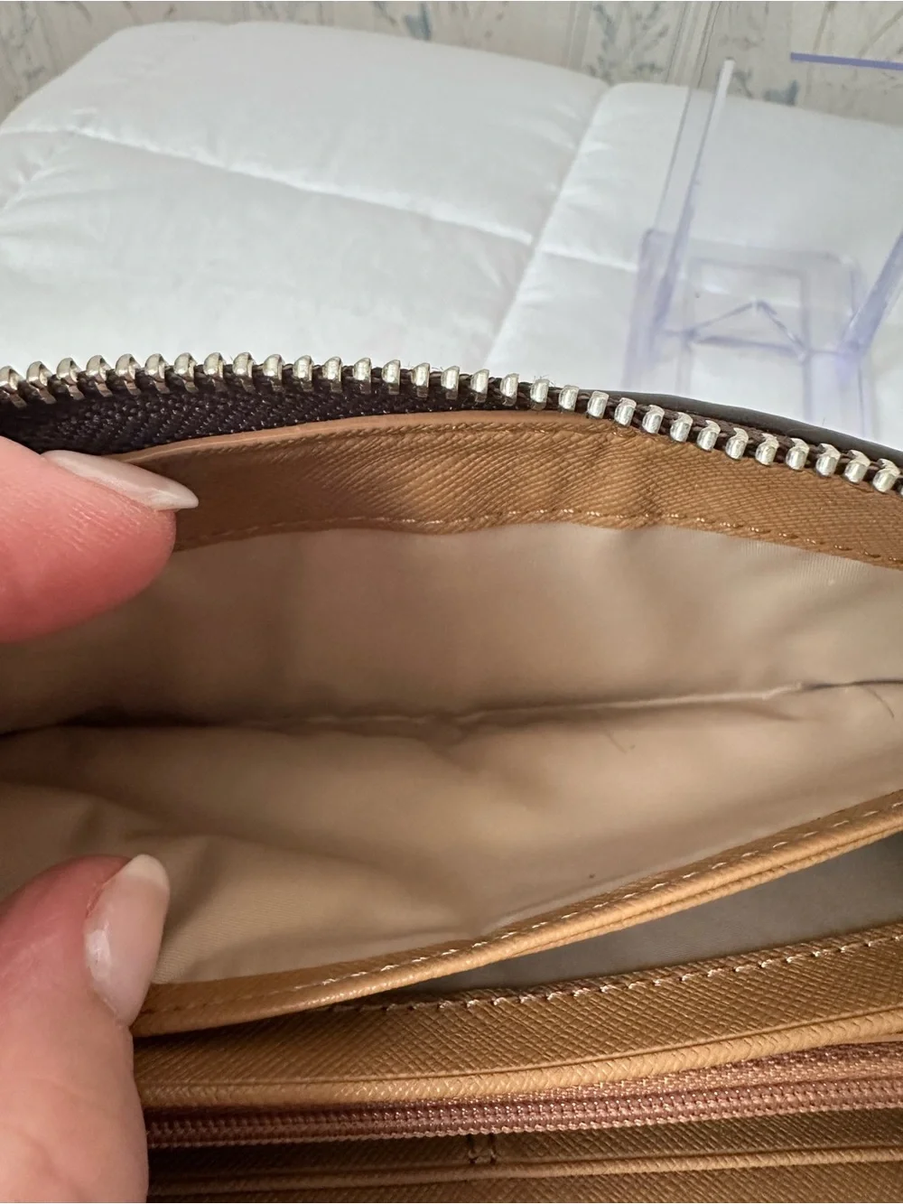 Coach Brown Signature Canvas Zip Wallet